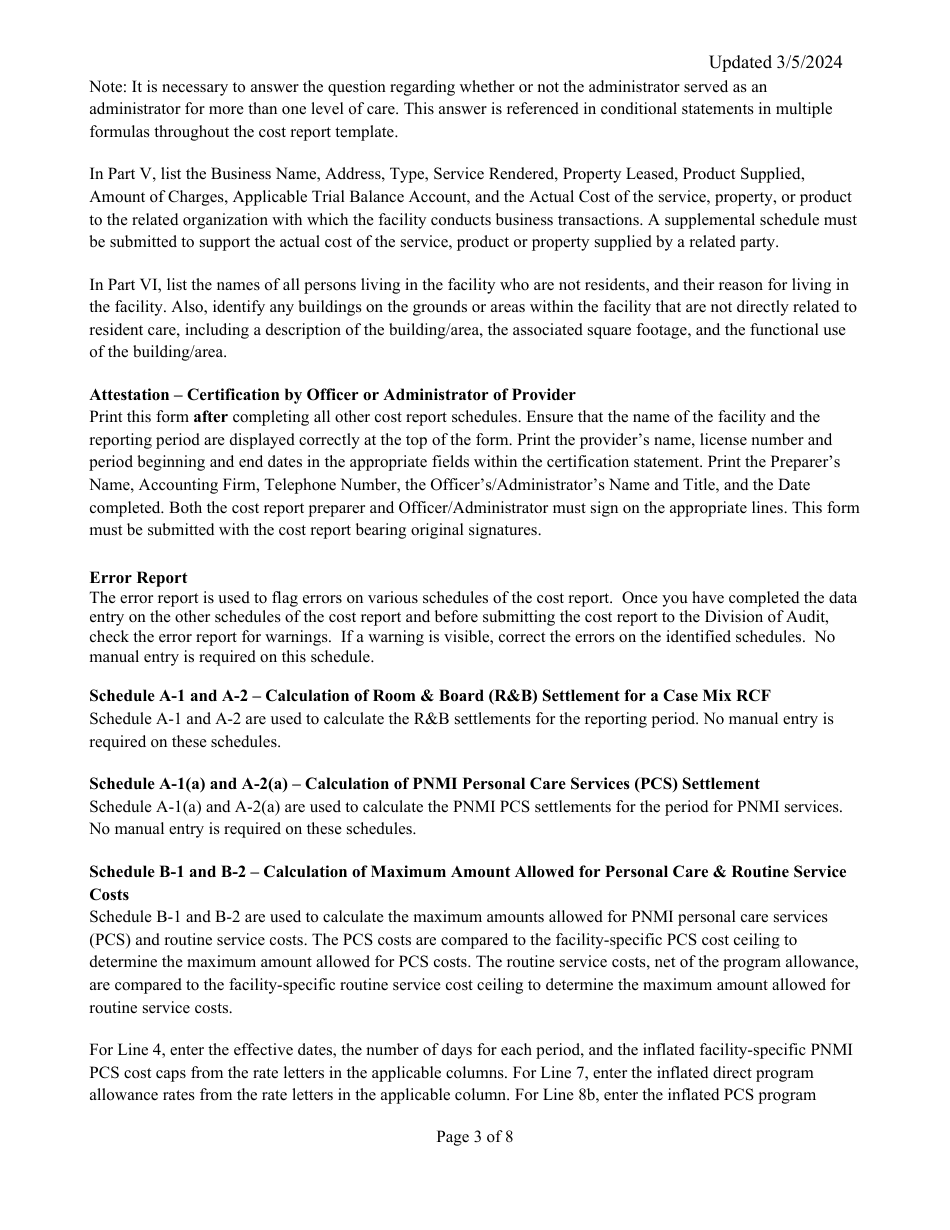 Instructions for Mainecare Cost Report for Multilevel Appendix C Private Non-medical Institutions (Pnmi) - Maine, Page 3