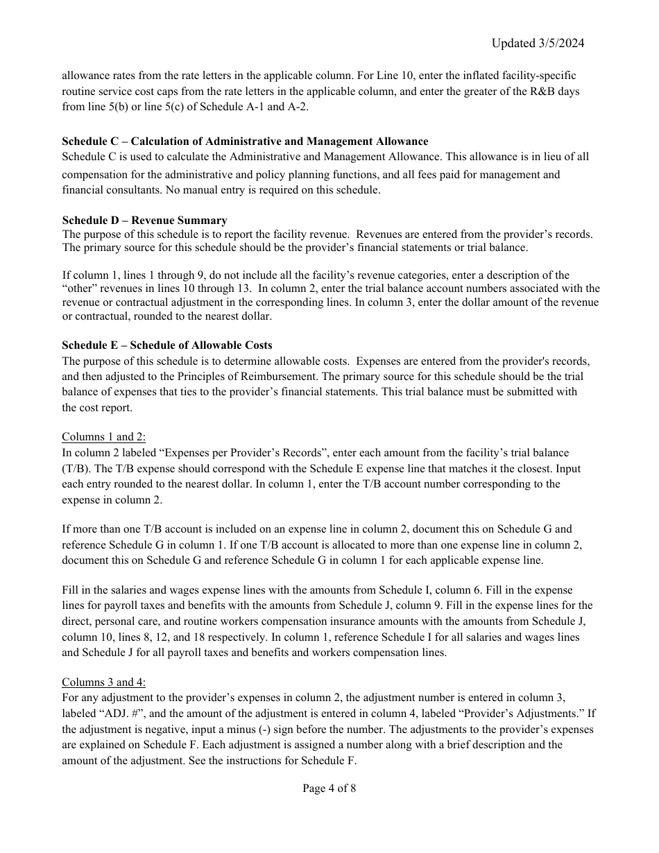 Instructions for Mainecare Cost Report for Multilevel Appendix C Private Non-medical Institutions (Pnmi) - Maine, Page 4