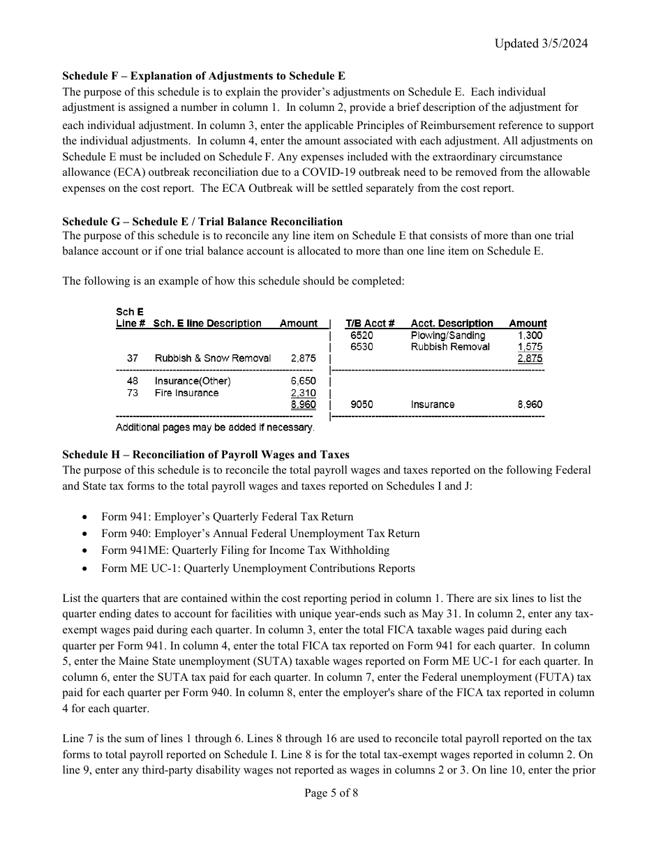 Instructions for Mainecare Cost Report for Multilevel Appendix C Private Non-medical Institutions (Pnmi) - Maine, Page 5