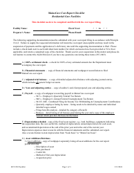 Document preview: Mainecare Cost Report Checklist - Residential Care Facilities - Maine