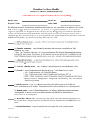 Document preview: Mainecare Cost Report Checklist - Private Non-medical Institutions (Pnmi) - Maine