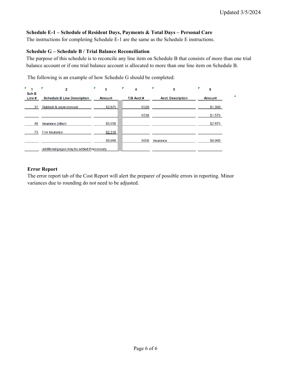 Instructions for Mainecare Cost Report for Appendix E Private Non-medical Institutions (Pnmi) - Maine, Page 6