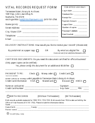 Document preview: Form SS-2237 Vital Records Request Form - Tennessee