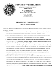 Application for Hearing - Zoning Hearing Board - Bethlehem Township, Pennsylvania, Page 5