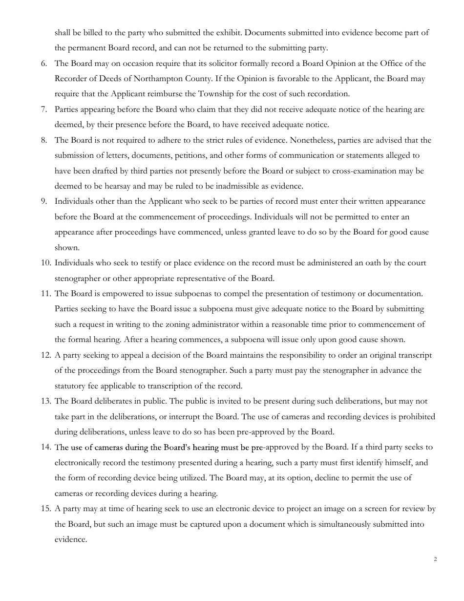 Application for Hearing - Zoning Hearing Board - Bethlehem Township, Pennsylvania, Page 6