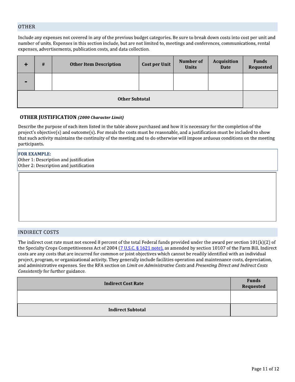 Project Profile Template - Specialty Crop Block Grant Program, Page 11