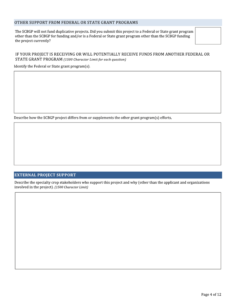 Project Profile Template - Specialty Crop Block Grant Program, Page 4