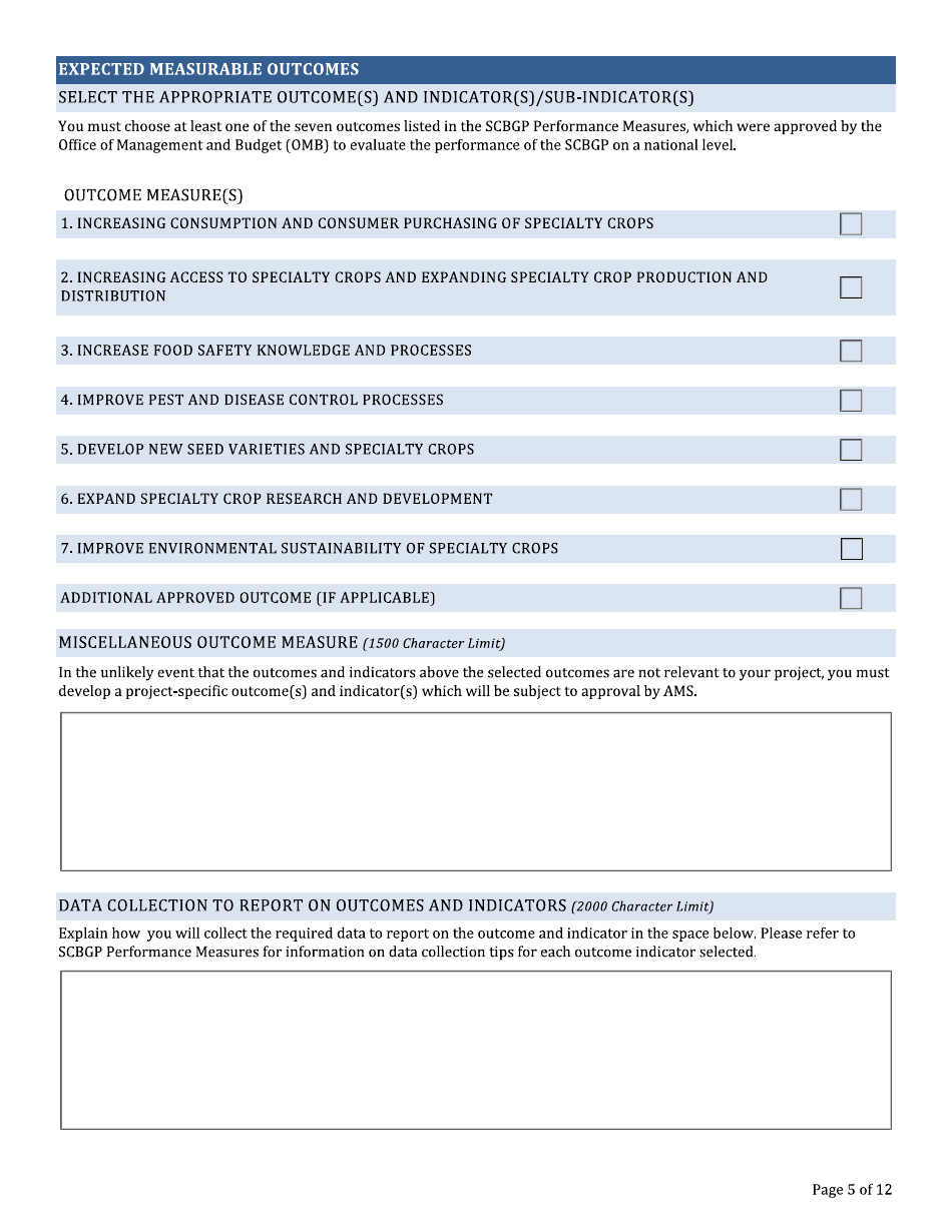 Project Profile Template - Specialty Crop Block Grant Program, Page 5