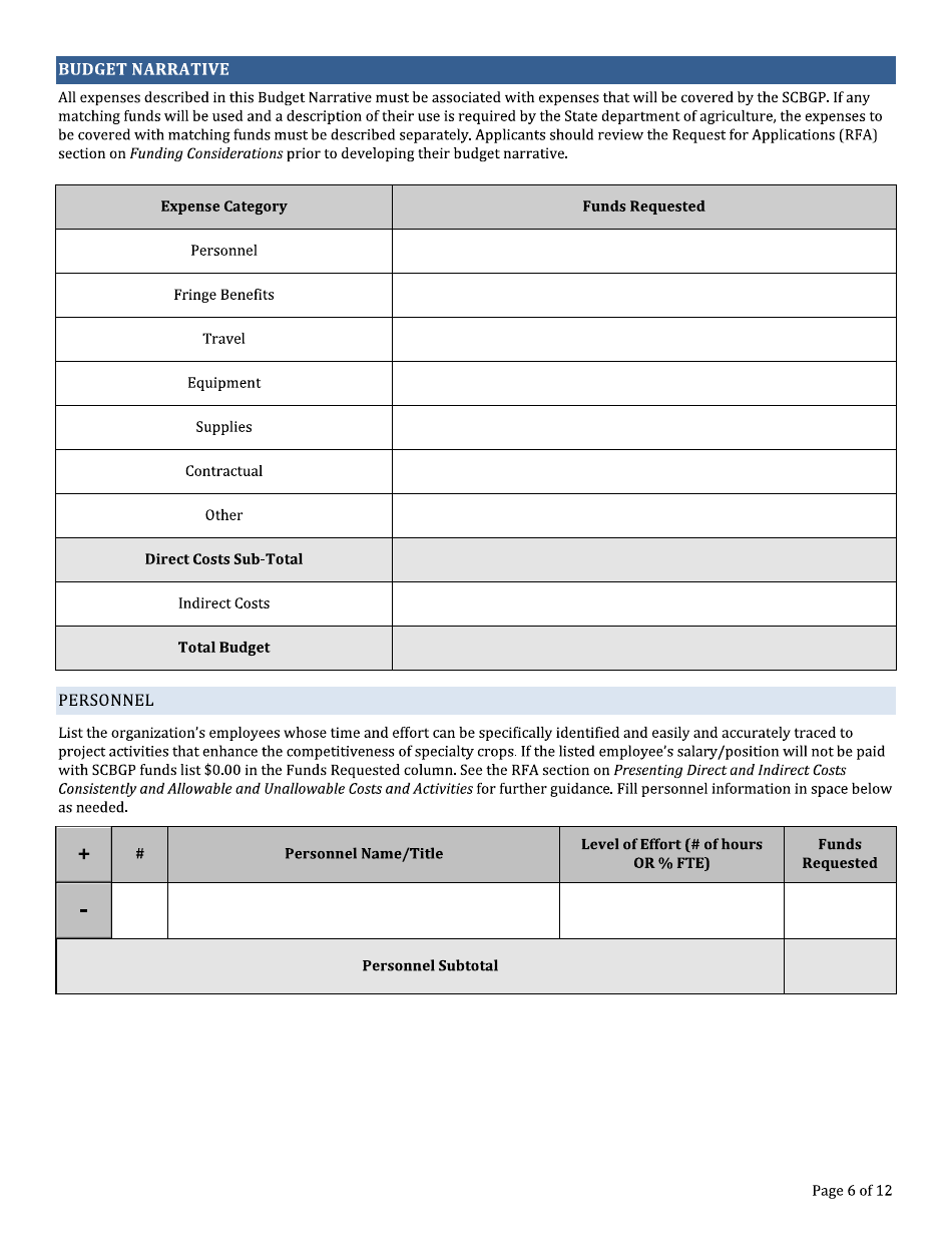 Project Profile Template - Specialty Crop Block Grant Program, Page 6