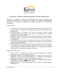 Governor&#039;s Mined Land Reclamation Award Application - Kansas