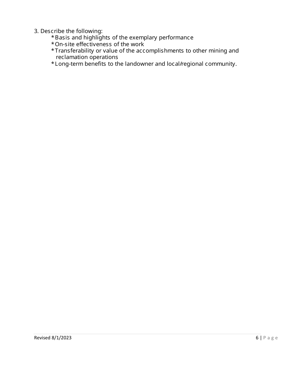 Governors Mined Land Reclamation Award Application - Kansas, Page 6