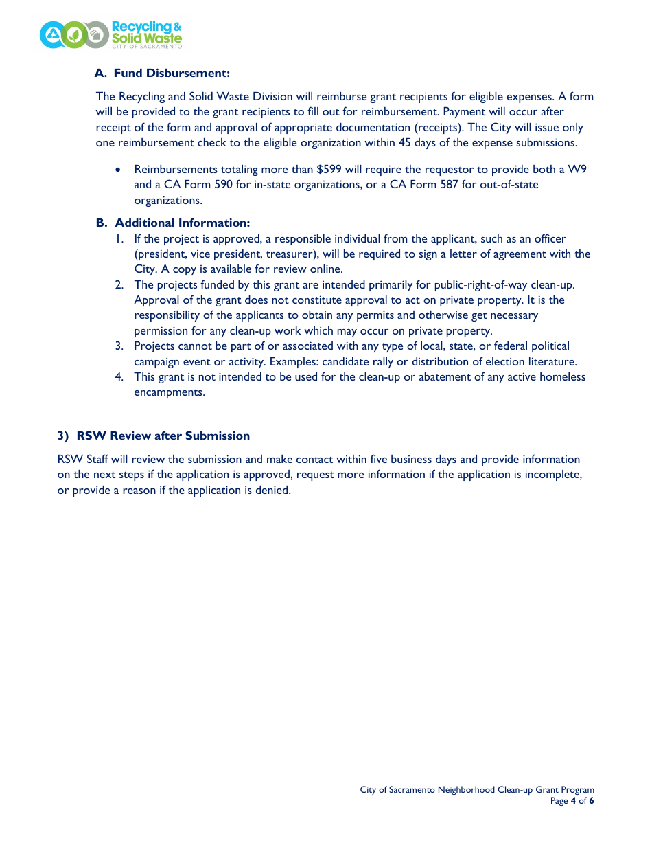 Neighborhood Clean-Up Grant Program Guidelines - City of Sacramento, California, Page 4