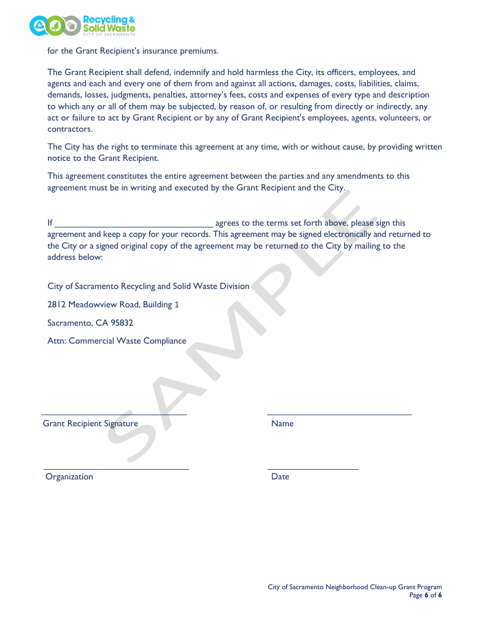Neighborhood Clean-Up Grant Program Guidelines - City of Sacramento, California, Page 6