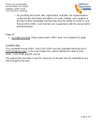 Instructions for Form CDA7039 Annual Adrc Plan - California, Page 4