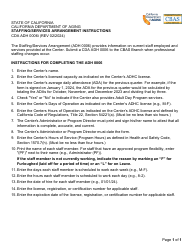 Document preview: Instructions for Form CDA ADH0006 Staffing/Services Arrangement - California