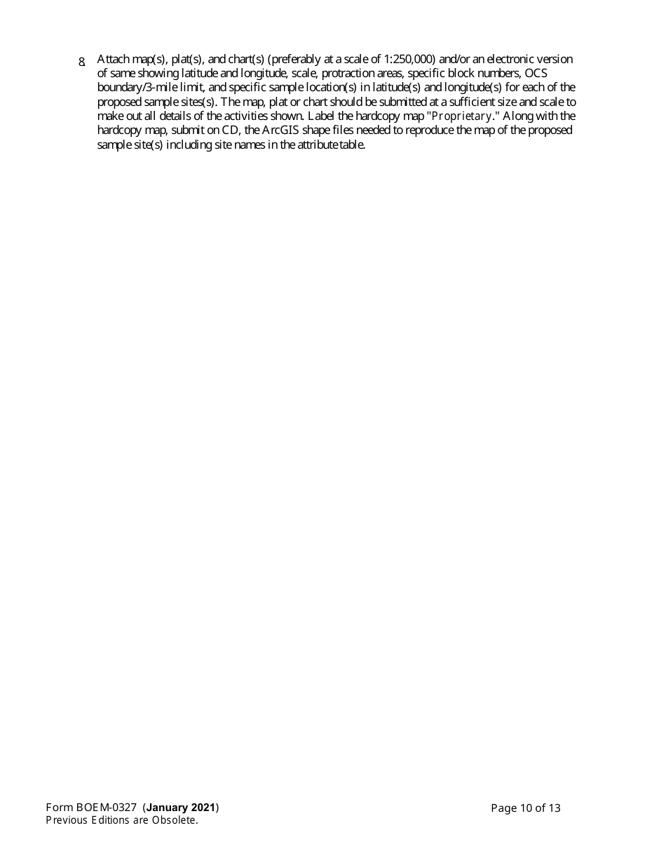 Form BOEM-0327 Application for Permit to Conduct Geological or Geophysical Exploration for Mineral Resources of Scientific Research on the Outer Continental Shelf, Page 10