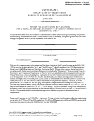 Form BOEM-0328 Permit for Geophysical Exploration for Mineral Resources or Scientific Research on the Outer Continental Shelf