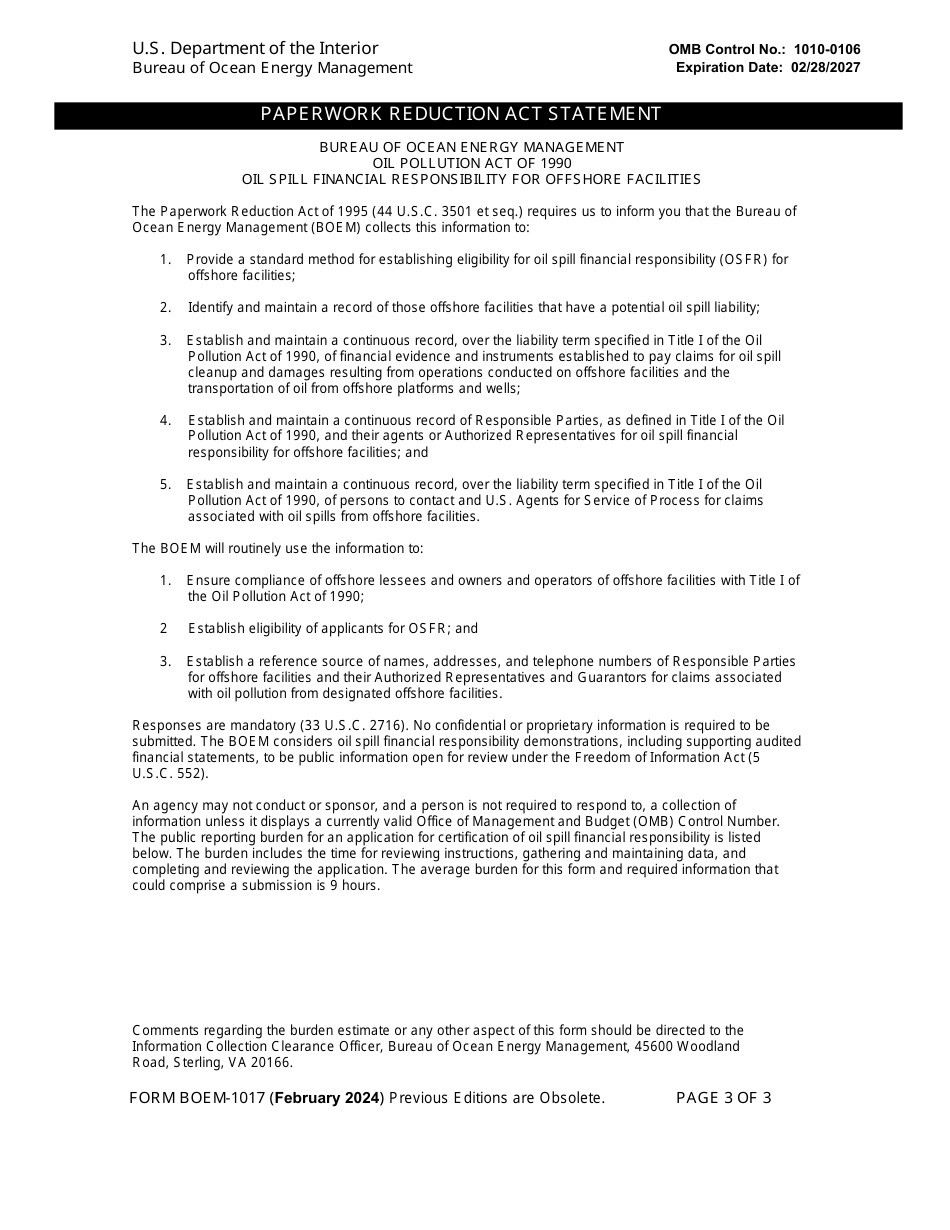 Form BOEM-1017 Appointment of Designated Applicant, Page 3