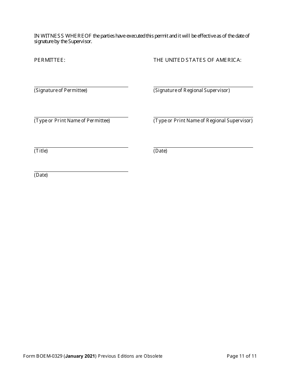 Form BOEM-0329 Permit for Geological Exploration for Mineral Resources or Scientific Research on the Outer Continental Shelf, Page 11