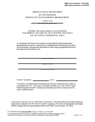 Form BOEM-0329 Permit for Geological Exploration for Mineral Resources or Scientific Research on the Outer Continental Shelf