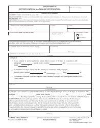 Document preview: AF Form 1969 Officer Uniform Allowance Certification