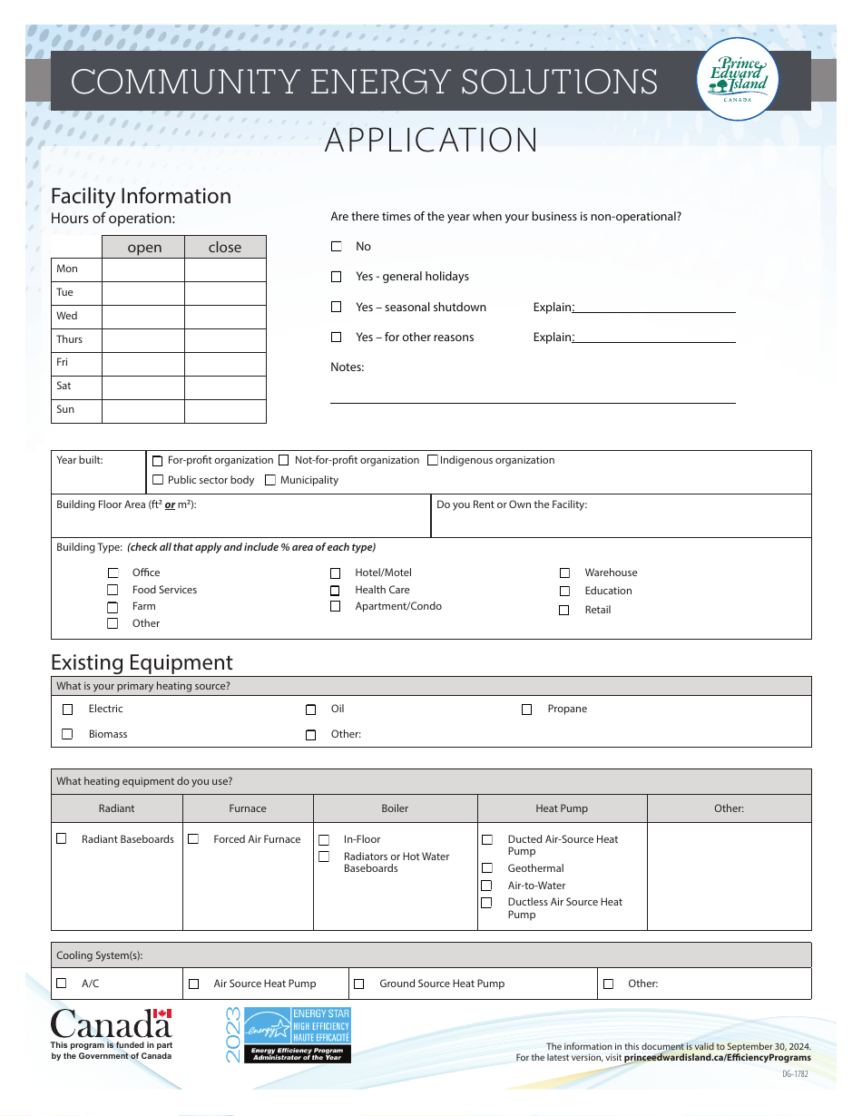 Form DG-1782 Community Energy Solutions Application - Prince Edward Island, Canada, Page 3