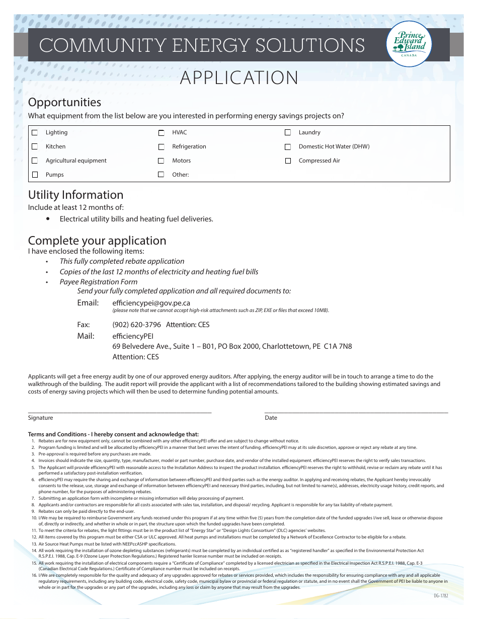 Form DG-1782 Community Energy Solutions Application - Prince Edward Island, Canada, Page 4
