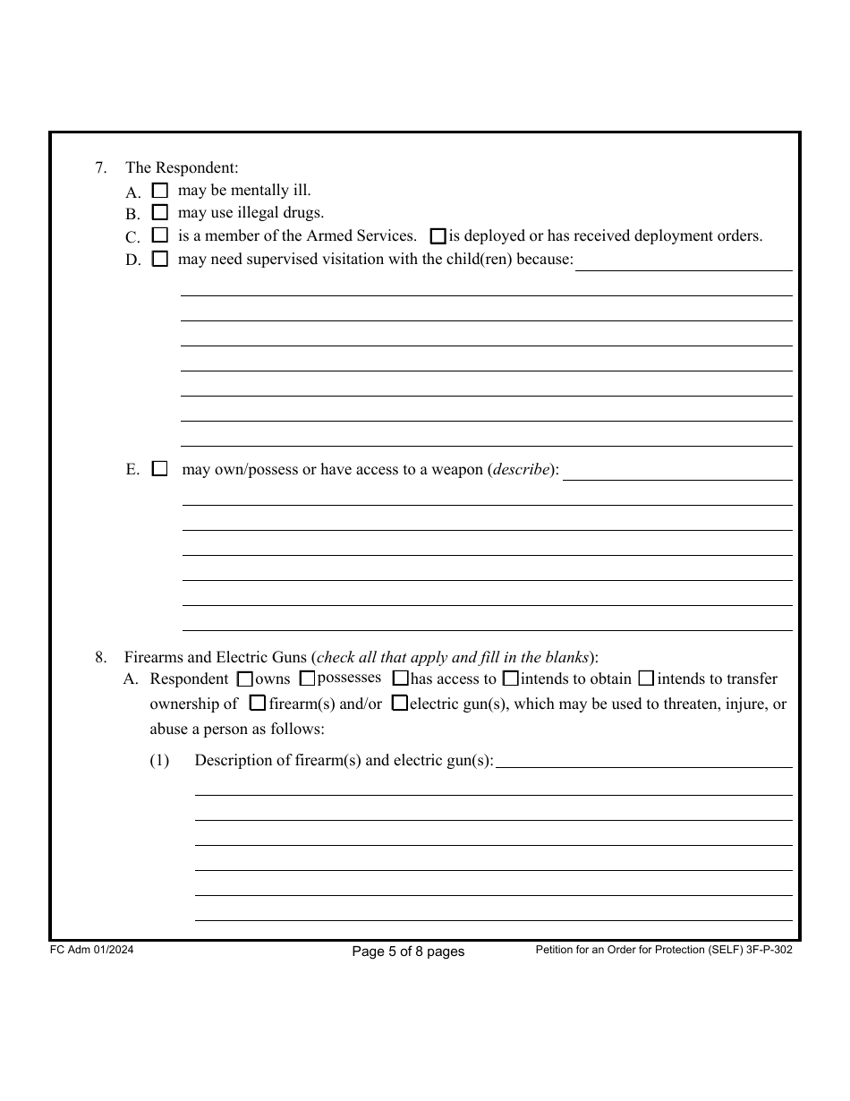 Form 3F-P-302 Petition for an Order for Protection - Hawaii, Page 5