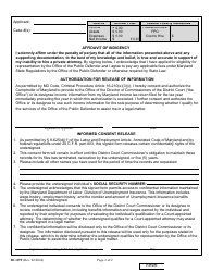 Form DC-099 District Court Commissioner Application for Representation by the Public Defender - Maryland, Page 2