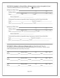 Form C Firm Registration Initial Application Form - Texas, Page 2