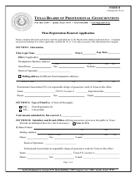 Form D Firm Registration Renewal Application - Texas