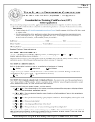 Form H Geoscientist-In-training Certification (Git) Initial Application - Texas