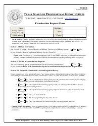 Document preview: Form E Examination Request Form - Texas