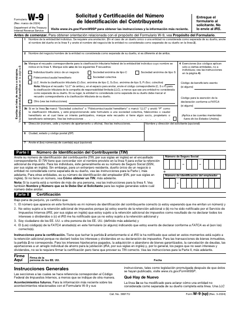 IRS Formulario W-9 (SP)  Printable Pdf