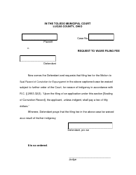 Request to Waive Filing Fee - City of Toledo, Ohio