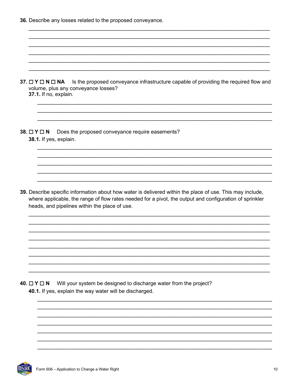 Form 606 Application to Change a Water Right - Montana, Page 10
