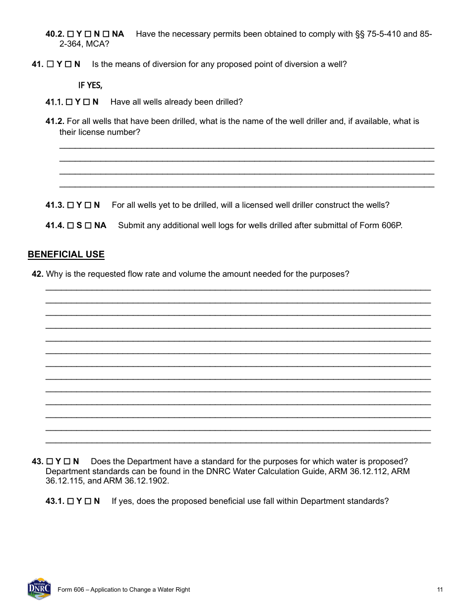 Form 606 Application to Change a Water Right - Montana, Page 11