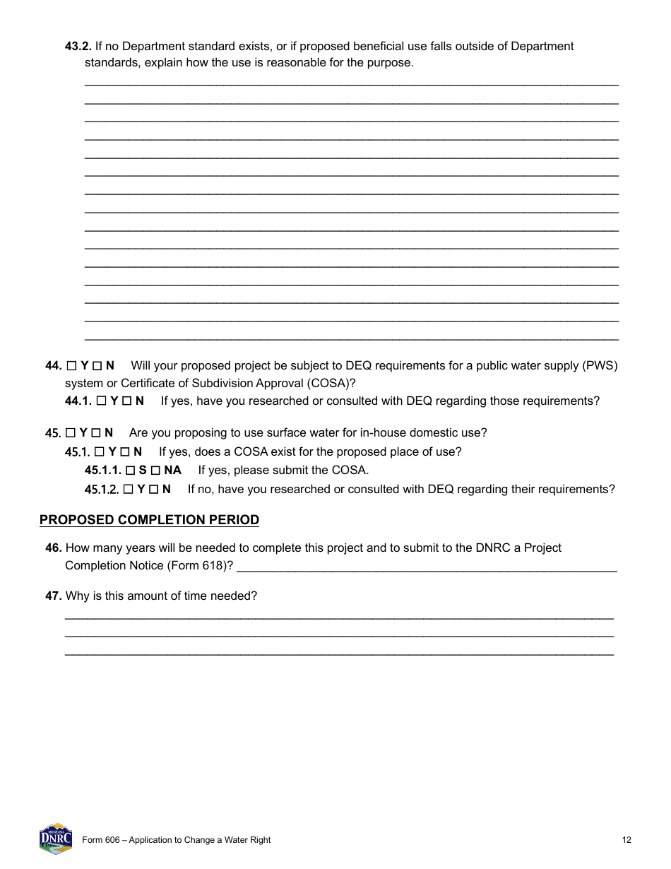 Form 606 Application to Change a Water Right - Montana, Page 12
