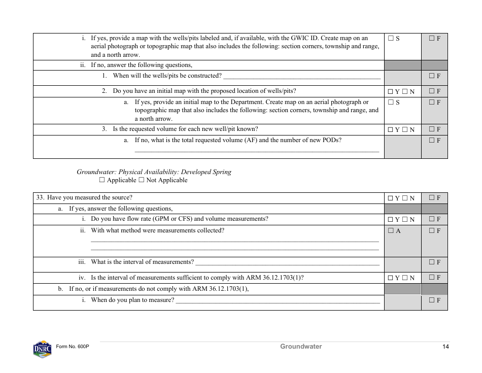 Form 600P Permit Preapplication Meeting Form - Montana, Page 14