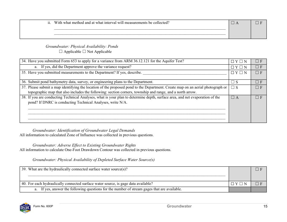 Form 600P Permit Preapplication Meeting Form - Montana, Page 15