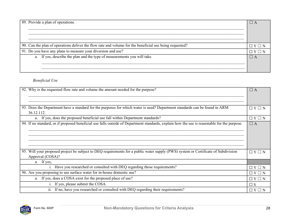 Form 600P Permit Preapplication Meeting Form - Montana, Page 28