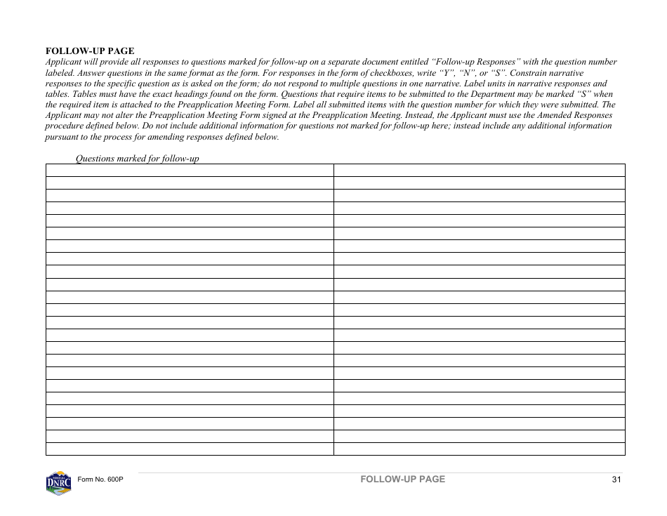 Form 600P Permit Preapplication Meeting Form - Montana, Page 31