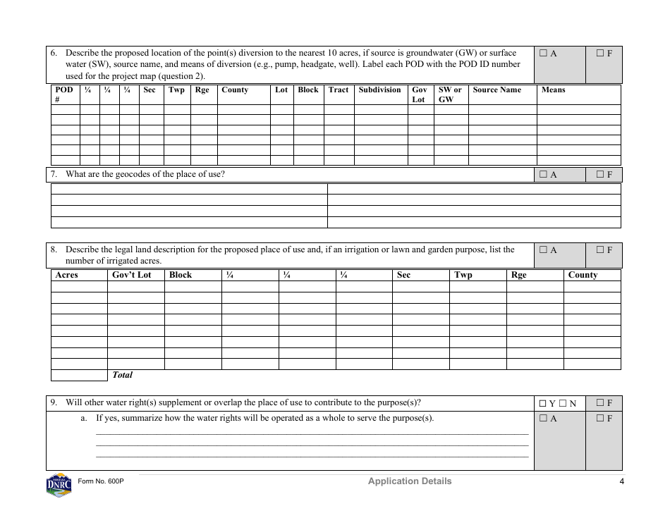 Form 600P Permit Preapplication Meeting Form - Montana, Page 4