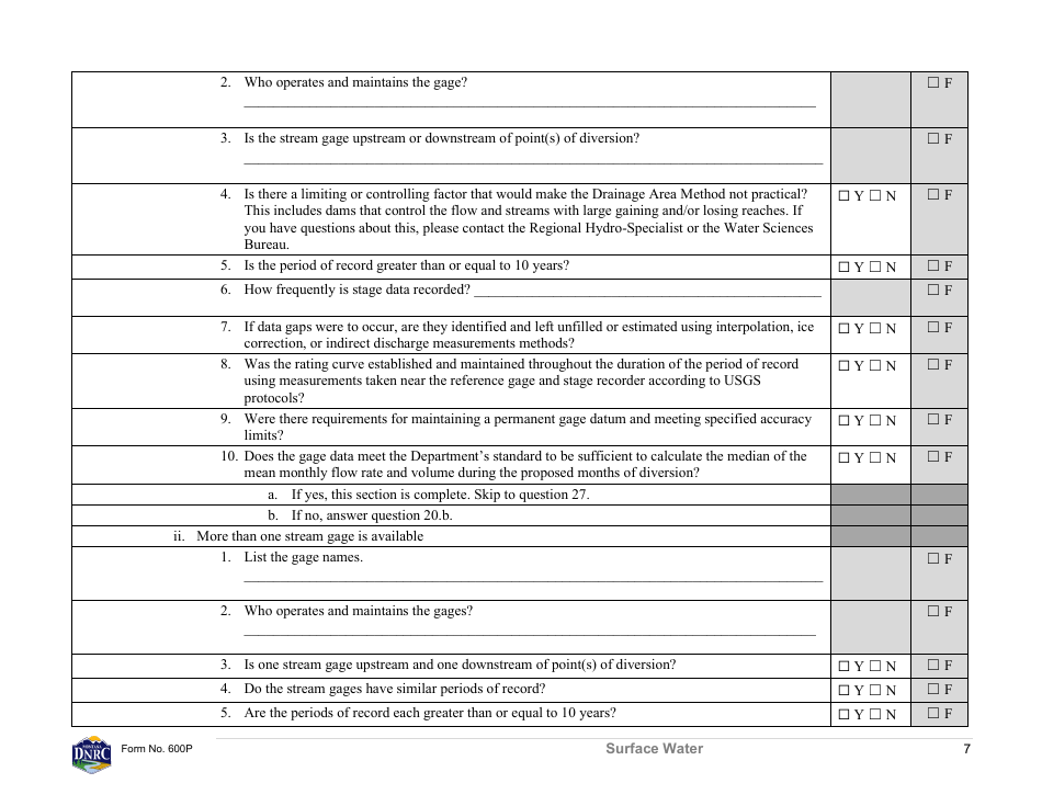 Form 600P Permit Preapplication Meeting Form - Montana, Page 7