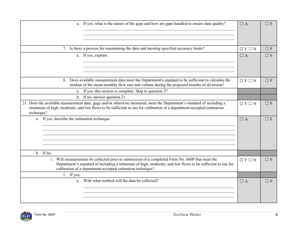 Form 600P Permit Preapplication Meeting Form - Montana, Page 9