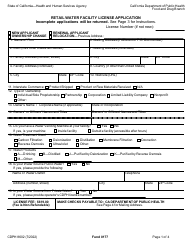 Form CDPH8602 Retail Water Facility License Application - California, Page 2