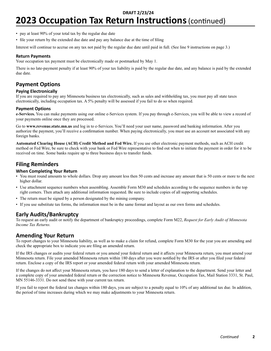 Instructions for Form M30, M30-I - Minnesota, Page 2