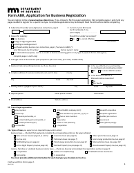 Document preview: Form ABR Application for Business Registration - Minnesota