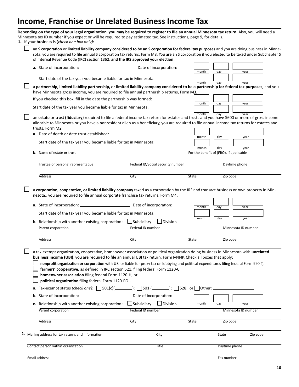 Form ABR Application for Business Registration - Minnesota, Page 10
