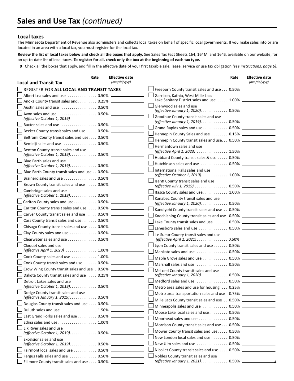Form ABR Application for Business Registration - Minnesota, Page 4